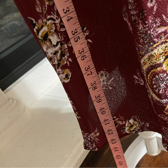 Maroon Maxi Keyhole Dress Long Sleeve Paisley Size Small S - Picture 14 of 16